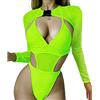 Laughhe 2 pezzi da Donna Rave Abiti Neon Body Crop Top, Bikini da Donna Rave Outfits, Lunga Costumi da Bagno Mesh Shrug con Fibbia per Festival Club Party (S)