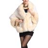 PLAER Cappotto in pelliccia ecologica da donna, cappa, poncio, mantella, scialle Beige Taglia unica