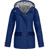 Generisch Impermeabile da donna, impermeabile, traspirante, giacca softshell leggera, trench per escursioni, giacca a vento classica, per le mezze stagioni, lunga funzione, antivento, giacca a vento, Blu scuro