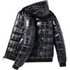 Générique Piumino Uomo Inverno Caldo con Cappuccio Rimovibile Giacca Calda Uomo in Piumino Brillante Reversibile Piumini da Escursionismo Sci Giacca Trapuntata Impermeabile Cappotti e Giacche Bomber, 01-nero, L