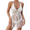 LKRSEEF Pareo Donna Mare Abito Spiaggia Lungo Uncinetto Corto Crochet Abbigliamento Vestito Sexy Estivo Elegante Gonna Lunga Vestiti Estivi Costumi Abiti da Bianco Completo Curvy Vestitini