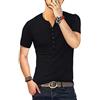 KUYIGO Uomo T Shirt Manica Corta Cotone Henley Camicie Moda Casual T Shirts S-XXL