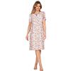 e.Femme® Camicia da notte da donna Agnes 2335 in 100% cotone, manica corta, Stampa/Salmone, 46