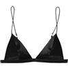 SilRiver - Reggiseno a Triangolo con Coppa Morbida, da Donna, in Raso di Seta, Bralette, Senza Ferretto, Morbido e Confortevole - Nero - XL