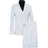 Generic Smoking gessato da uomo per testimoni dello sposo Doppio Petto Gessato Completo Set Slim Fit Casual Abiti Blazer, bianco, M