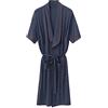 WAZHAKU Vestaglia pigiama da uomo estivo lungo maschile casual camicia da notte tinta unita Homewear maniche corte mezza vita cravatte abito da uomo pigiama estivo abbigliamento estivo, R Grigio scuro