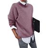 OMZIN 2 in 1 Maglione Camicetta per Le Donne Colletto con Risvolto Colore Solido Pullover Allentato Viola XXL
