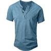 NITAGUT Camicia da uomo in cotone invecchiato Henley retrò a maniche corte casual con bottoni