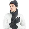 LumiSyne Invernali 3 Pezzo Cappello Sciarpa Guanti Per Uomo Donna Guanti Touch Screen Sciarpa Jacquard Tinta Unita Cappello In Maglia Berretto Beanie Tessuto Avanzato Di Ciniglia