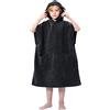 TOMEEK Asciugamano Poncho con cappuccio Bambini Soft Accappatoio con Tasca Beach Poncho Asciugatura Rapida Surf Bagno Asciugamano 9-13 Anni(Nero)