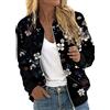 Duohropke Giacca leggera da donna per la mezza stagione Bomberjacke corta con stampa autunno-primavera con colletto dritto e tasca Casual a maniche lunghe Blouson corto Giacca da pilota estiva, 02