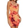 SHAPERIN Donna Mini Abito Stampato Vestito Corto Estivo Senza Maniche Abito a Canotta con Scollo Quadrato, A-Arancione, S
