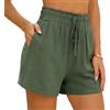 zffriction Pantaloncini da Donna, Pantaloncini Estivi in Lino Bermuda in Mussola con Coulisse e Tasche Sportivi Causali da Spiaggia