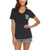 Uni-Wert Donna Pigiama Due Pezzi Cotone, Pigiami Donna, Set Pigiama Donna, Pigiama 2 Pezzi Camicia da Notte per Donna