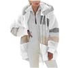 SYDUZAX Giacca Invernale Pile Donna Taglie Forti Offerte Cappotto Sherpa Teddy Giacca Sci Felpa con Cappuccio in Peluche Fronte-retro con Cerniera Coulisse in Più Colori Cappotto Calda Ampia Confortevole