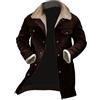 Generico Cappotto Lungo Uomo in Finta Pelle Scamosciata, Giacca Invernale con Colletto on Pelliccia, Giubbotto da Lavoro in Pile Elegante Trench Cardigan Vintage