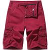 FASLOLSDP Pantaloni da uomo, bermuda estivi, vestibilità normale, con bottoni, per il tempo libero, con tasche, bermuda da uomo, comodi e funzionali, Colore: rosso, M