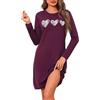 Marvmys Camicia da Notte Donna Cotone Lunghe Maniche