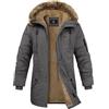 Xnova Giacca Invernale Uomo con Cappuccio Giubbotto Parka in Pile Caldo Medio Lungo, Cappotto Termico Militare Giubbino Antivento in Cotone con Tasche per Outdoor Sci Trekking, Grigio, XL
