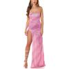 Koucla Abito maxi a righe glitterate con spacco sulle gambe, Colore: rosa., Taglia unica