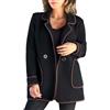 IQYU Trench cappotto corto invernale da donna, elegante giacca in lana con tasche, cappotto di lana da donna, cappotto invernale da donna, giacca spessa invernale, giacca in pile, Nero , M