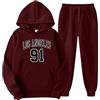 Fulidngzg Tuta Completa Uomo Autunno Invernale con Felpa A Cappuccio e Pantaloni Sportiva Completo Palestra Elegante Casual Comfort per Ginnastica Attività All Aperto,Rosso Scuro,L