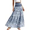 Generico Gonna Lunga Donna Estiva Vita Alta con Elastico in Vita e Stampa Paisley Gonne Estive Lunghe Eleganti Curvy Gonna Moda Boho Chic Casual per Spiaggia Viaggio Vacanze Festa Uscire,Blu,S