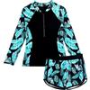 SEAUR Rashguard - Costume da bagno da bambina, 1/2 zip, 2 pezzi, protezione solare, costume da bagno per bambini, a maniche lunghe, 130-160