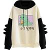 PAIDAXING Felpa Con Cappuccio da Donna a Maniche Lunghe Con Motivo Cartone Animato Carino per Ragazze Casual Pullover Anime Cosplay Maglione, 05-Nero, S