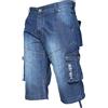 Ze ENZO - Pantaloncini Cargo da Uomo, in Denim, Resistenti Mid Stonewash 28W