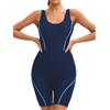 Miutii Costume da bagno da donna con gamba, sportivo, senza maniche, costume da bagno intero da surf, blu marino, M