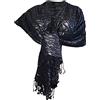 L.T.Preferita Elegante SCIARPA Brillante Luminosa con Fronzoli Foulard Sciale, Donna Coprispalle Stola Cerimonia (Blu scura)
