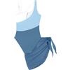 Generico Costume Intero Bambina Ragazza Piscina 7-18 Anni Due Pezzi con Costumi Interi Senza Maniche e Pareo Mare Costume Nuoto Elegante Costumi Interi da Bagno Estive per Spiaggia e Vacanze,Navy,14 anni