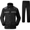 LY4U Tuta Antipioggia da Uomo Impermeabile Abbigliamento da Lavoro Giacca da Ciclismo con Cappuccio e Pantalone Tuta Antipioggia con Striscia Riflettente Sicura Nero M