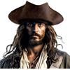 keland Cappello da pirata a tre punte, in pelle, da uomo e da donna, per adulti (marrone)