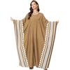L-Peach Abito Lungo da Spiaggia con Stampa Etnica Estiva da Donna Kimono Maxi Copricostume