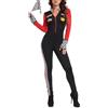 ThreeH Costume sexy da pilota donna Tuta da pilota automobilistico COS con guanti Chiusura con cerniera Vestito aderente