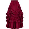 Generico Gonna Medievale Gotica Ampia e Decorata per Halloween e Cosplay Stile Vittoriano con Fusciacca e Inserti per Spettacoli e Feste a Tema(Red, M)