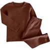 Generic Camicia termica per bambini in cotone pantaloni abiti 2 pezzi girocollo maniche lunghe maglione intimo pantaloni atletici set ragazzi ragazze tinta unita spesso caldo pullover felpe vestiti, Marrone