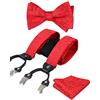 Alizeal Set di 6 bretelle da uomo regolabili Paisley con papillon autolegato, fazzoletto da taschino e elastico a forma di Y, 076-rosso, Taglia unica