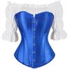 WLFFW Corsetto Burlesque Donna Corpetto Satin con Camicia L Blu