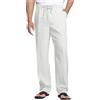 Cegerne Pantaloni di Lino Uomo Estivo Lungo Leggero Casual, Vita Elastica Zip e Coulisse, Tasche Traspiranti per Spiaggia Vacanze Quotidiano