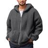 Generico Giacca Pile Uomo con Zip,Felpa Pile Teddy Uomo Maniche Lunghe con Cappuccio E Cerniera Intera Caldo Giacche Tinta Unita in Morbido Peloso Termica Cappotto Casual Invernale Outdoor