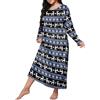 Generic Camicia da Notte Donna Cotone Women Plus Size Sleepwear Round Neck Long Sleeve Printed Nightdress Pajamas Camicia da Notte Invernale Donna Taglie Forti