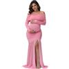 JustVH, abito da cerimonia lungo, da donna, premaman, con spalle scoperte