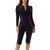 Vuncio Costume da Bagno Donna Intero con Pantaloncini Modellante Taglie Forti Costume Intero Donna Contenitivo Manica Lunga Morbidi Comode Sportivi Mare Piscina Spiaggia Monokini (Black, XL)