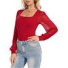 SHAPERIN Donna Body Manica a Sbuffo Eleganti Top con Scollo Quadrato Blusa Maniche Lanterna Bodysuit Maniche Lunghe