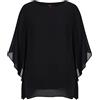 Hanna Nikole Blusa in chiffon da donna, taglie grandi, elegante, a pipistrello, camicia a doppia manica, ampia, lunga, Nero , 50 Grande