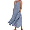 aokavise Camicia Lunga Estiva Donna - Vestito Donna Lungo a Righe, Abito Smanicato in Cotone Lino con Tasche, Scollo Rotondo, Linea Ampia Casual Estiva, Prendisole Maxi Mare Vacanza