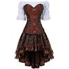 WLFFW Corsetto Gonna Camicetta Pelle Donna Bustino Costume M Marrone